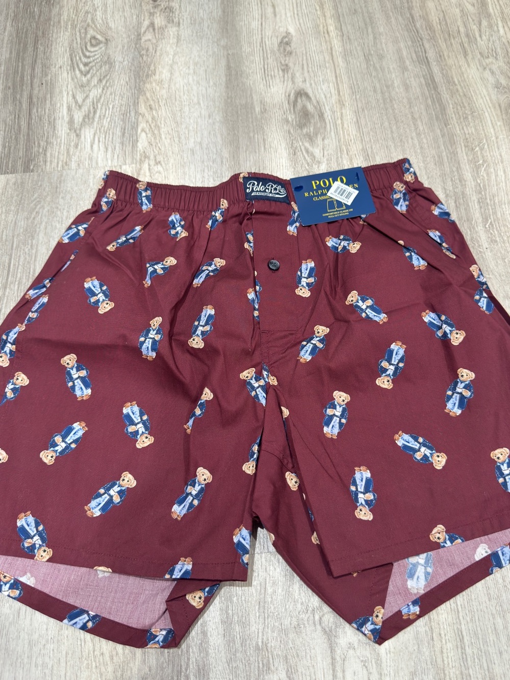 NWT Polo Ralph Lauren Polo Bear Boxer Shorts Burgundy Size Small